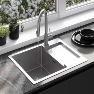 REA - Oceľový drez Paul BRUSH NICKEL s kuchynskou batériou KPL-96009 vyobraziť