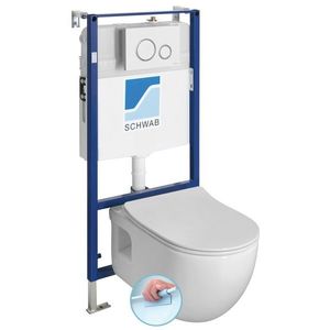 SAPHO - BRILLA závesné WC Rimless biela s podomietkovou nádržkou a tlačidlom Schwab, biela 100614-SET5 vyobraziť