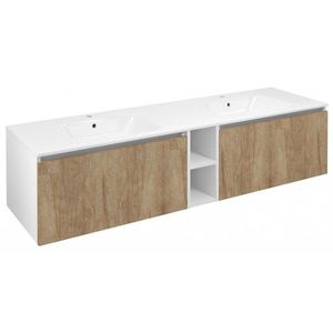 SAPHO - LOREA skrinka 180x46x51, 5cm (80+20+80cm), dub alabama/biela matná LE080-2231-05 vyobraziť