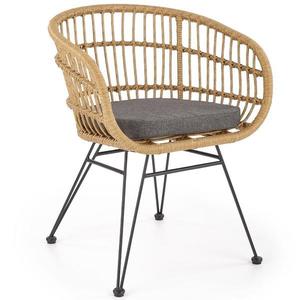 Stolička K456 Rattan/Tkanina/Kov Natural/Šedá vyobraziť