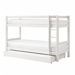 Biela poschodová/s výsuvným lôžkom detská posteľ z borovicového dreva s úložným priestorom 90x200 cm PINO – Vipack vyobraziť