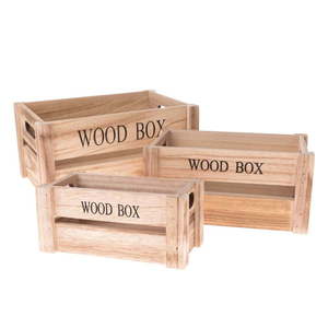 Drevené úložné boxy v súprave 3 ks v prírodnej farbe 30x20x15 cm Wood Box – Dakls vyobraziť