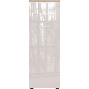 Krémová lesklá vysoká/úzka kúpeľňová skrinka 39x112 cm Tavira – Germania vyobraziť