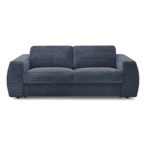 Tmavomodrá menčestrová pohovka na každodenné spanie/rozkladacia 220 cm Hugo – Bobochic Paris vyobraziť