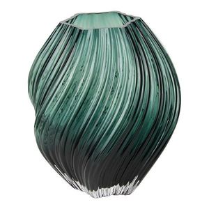 Tmavozelená sklenená ručne vyrobená váza (výška 23 cm) – House Nordic vyobraziť