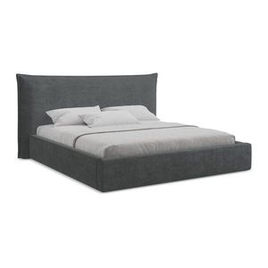 Tmavosivá čalúnená dvojlôžková posteľ s úložným priestorom s roštom 160x200 cm Esala – Makamii vyobraziť