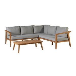 Sivá/v prírodnej farbe záhradná lounge súprava z tíkového dreva pre 4 osoby Lucca – WOOOD vyobraziť