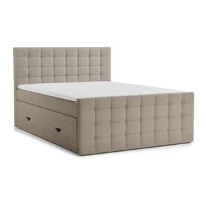Béžová boxspring posteľ s úložným priestorom 160x200 cm Tasca – Maison de Rêve vyobraziť