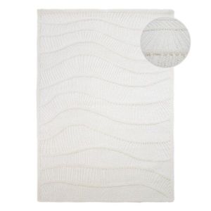 Biely ručne tkaný koberec s prímesou vlny 200x290 cm Sculptured Wave – Flair Rugs vyobraziť
