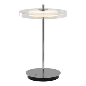 Oceľová LED stolová lampa s USB portom v striebornej farbe so skleneným tienidlom (výška 31 cm) Asteria Move – UMAGE vyobraziť