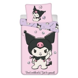 Ružová bavlnená detská obliečka na jednolôžko 140x200 cm Hello Kitty "Kuromi" – Jerry Fabrics vyobraziť