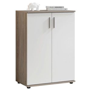Carryhome KOMODA, biela, tmavý dub, 60/84/35 cm vyobraziť