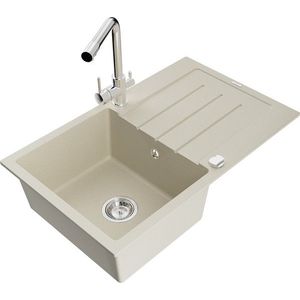 MEXEN/S - Bruno granitový drez s odkvapkávačom vrátane batérie Duero, béžová 6513-69-671600-00 vyobraziť