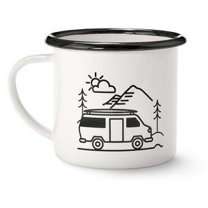 Smaltovaný hrnček na kávu „Camping“, 380 ml vyobraziť