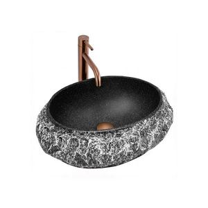 REA-U0634 - Umývadlo na dosku MIKA GABRO 38x50 cm čierna/imitácia kameňa REA-U0634 vyobraziť