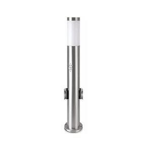 Vonkajšia lampa so senzorom + 2 zásuvkami 1xE27/60W/230V IP44 60cm matný chróm 8977 vyobraziť