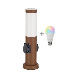 Brilagi - LED RGBW vonkajšia lampa s 2 zásuvkami 1xE27/15W/230V 40 cm IP44 hnedá BG3943+AI1798 vyobraziť