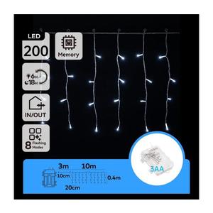 B.V. - LED vonkajšia reťaz 200xLED, 8 režimov, 13x0, 4 m, IP44, studená biela B10303K3R vyobraziť
