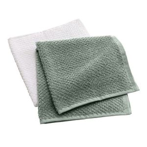 Biele/zelené froté bavlnené uteráky v súprave 2 ks 50x50 cm Gourmet – douceur d'intérieur vyobraziť