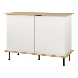 Sivobéžová komoda v dekore duba s otvorom pre káble 120x88x50 cm Suumo – noo.ma vyobraziť