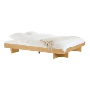 Dvojlôžková posteľ z MDF v dekore duba bez čela s roštom 160x200 cm v prírodnej farbe Kito – noo.ma vyobraziť