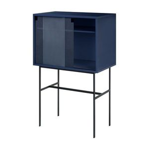 Tmavomodrá vitrína s posuvnými dverami 70x109x40 cm Lekko – noo.ma vyobraziť