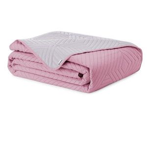 Ružový/svetlosivý prešívaný pléd z mikrovlákna 240x260 cm Softa – Restilo vyobraziť