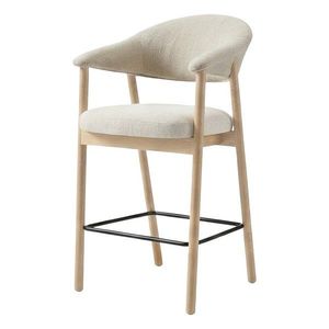 Krémovobiela/v prírodnej farbe čalúnená barová stolička s podrúčkami (výška sedadla 67 cm) Elk – Unique Furniture vyobraziť