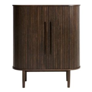 Skrinka v dekore duba s posuvnými dverami v tmavo prírodnej farbe 100x118x40 cm Meta – Unique Furniture vyobraziť