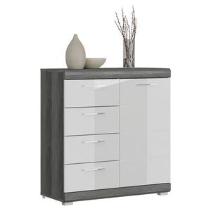 MID.YOU KOMODA, tmavosivá, biela s vysokým leskom, 80/85/37 cm vyobraziť