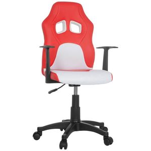 MID.YOU OTOČNÁ STOLIČKA PRE MLÁDEŽ, vzhľad kože, sieťovina, červená, biela vyobraziť