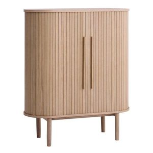 Skrinka v dekore duba s posuvnými dverami v svetlo prírodnej farbe 100x118x40 cm Meta – Unique Furniture vyobraziť