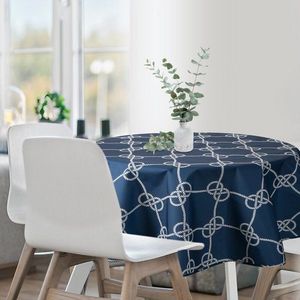 ArtFir Záhradný okrúhly obrus GARDEN 15E | tmavomodrá/biela 150 cm vyobraziť