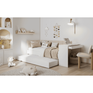 ArtBed Detská posteľ FREYA s prístelkou a so stolíkom | biela 80 x 180 cm vyobraziť