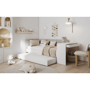 ArtBed Detská posteľ FREYA s prístelkou a so stolíkom | biela 90 x 200 cm vyobraziť