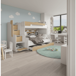 ArtBed Detská poschodová posteľ s roštom HARRY | dub hikora 120 x 200 cm vyobraziť