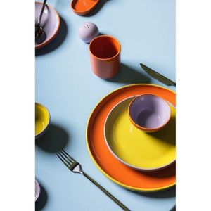 Zelený/fialový dezertný kameninový tanier ø 18 cm Duo – ONA vyobraziť