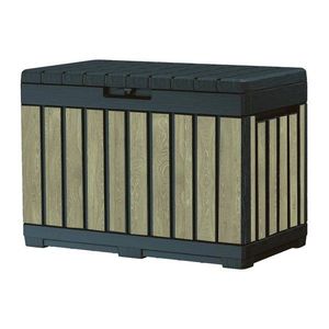 Čierny/v svetlo prírodnej farbe plastový záhradný úložný box Deco Kentwood Ashwood – Keter vyobraziť