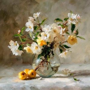 Tlačený obraz s rámom 70x70 cm Apple Flowers – Styler vyobraziť