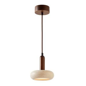 Hnedé/béžové LED závesné svietidlo s kamenným tienidlom ø 15 cm Karo – Opviq lights vyobraziť