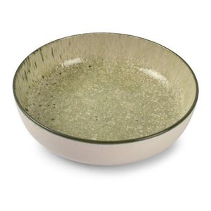 Zelený/krémovobiely hlboký kameninový tanier ø 18, 5 cm Gravel – ONA vyobraziť