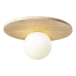Béžové kamenné stropné svietidlo so skleneným tienidlom ø 12 cm Hilde – Opviq lights vyobraziť