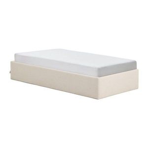 Krémovobiela čalúnená jednolôžková posteľ zo ženilky s úložným priestorom/bez čela s roštom 90x200 cm Nelzi – Kave Home vyobraziť