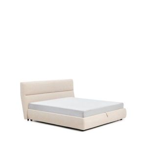 Béžová čalúnená dvojlôžková posteľ zo ženilky s úložným priestorom s roštom 180x200 cm Dafra – Kave Home vyobraziť