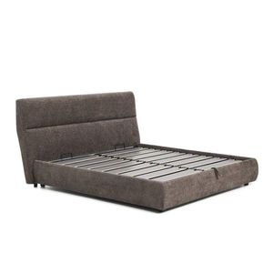 Tmavohnedá čalúnená dvojlôžková posteľ zo ženilky s úložným priestorom s roštom 180x200 cm Dafra – Kave Home vyobraziť