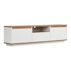 Biely/v prírodnej farbe TV stolík v dekore borovice 160x42x30 cm Sentinel – Kalune Design vyobraziť