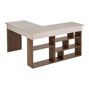 Pracovný stôl v dekore orecha 120x130 cm Vesper – Kalune Design vyobraziť