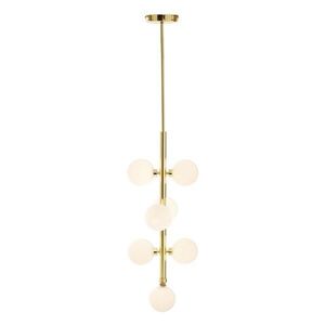 Biele/v zlatej farbe kovové závesné svietidlo so skleneným tienidlom ø 27 cm Trieste – Premier Housewares vyobraziť