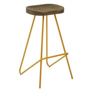 Barová stolička z brestového dreva v zlatej farbe/v prírodnej farbe (výška sedadla 78 cm) District – Premier Housewares vyobraziť