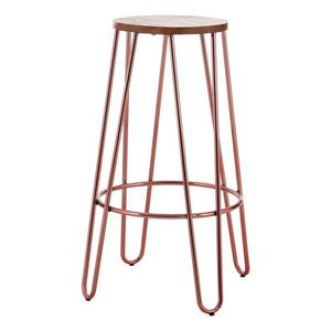 Barová stolička z brestového dreva v prírodnej farbe/v ružovo zlatej farbe (výška sedadla 75 cm) District – Premier Housewares vyobraziť